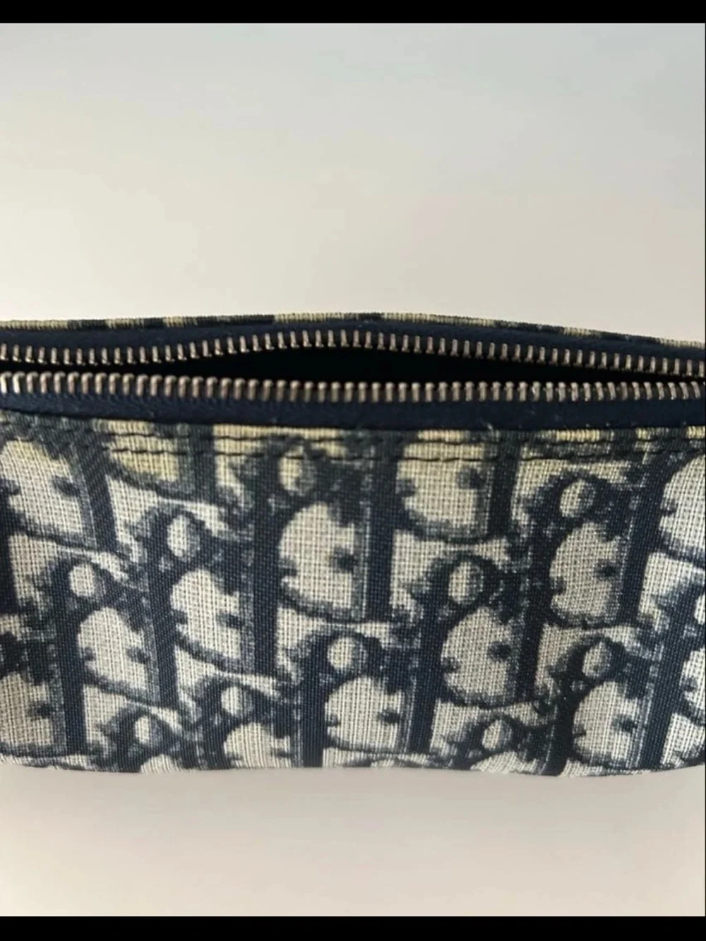 Dior Navy & Cream Monogram Zip Pouch